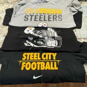Three Kids Pittsburgh Steelers Graphic T-Shirts - Black & Gray